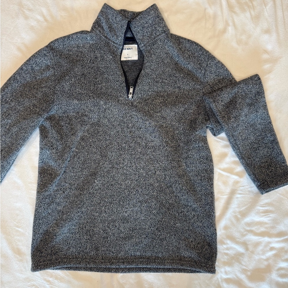 Old Navy Blue-Gray Zip Up Sweater Classic Knit Design